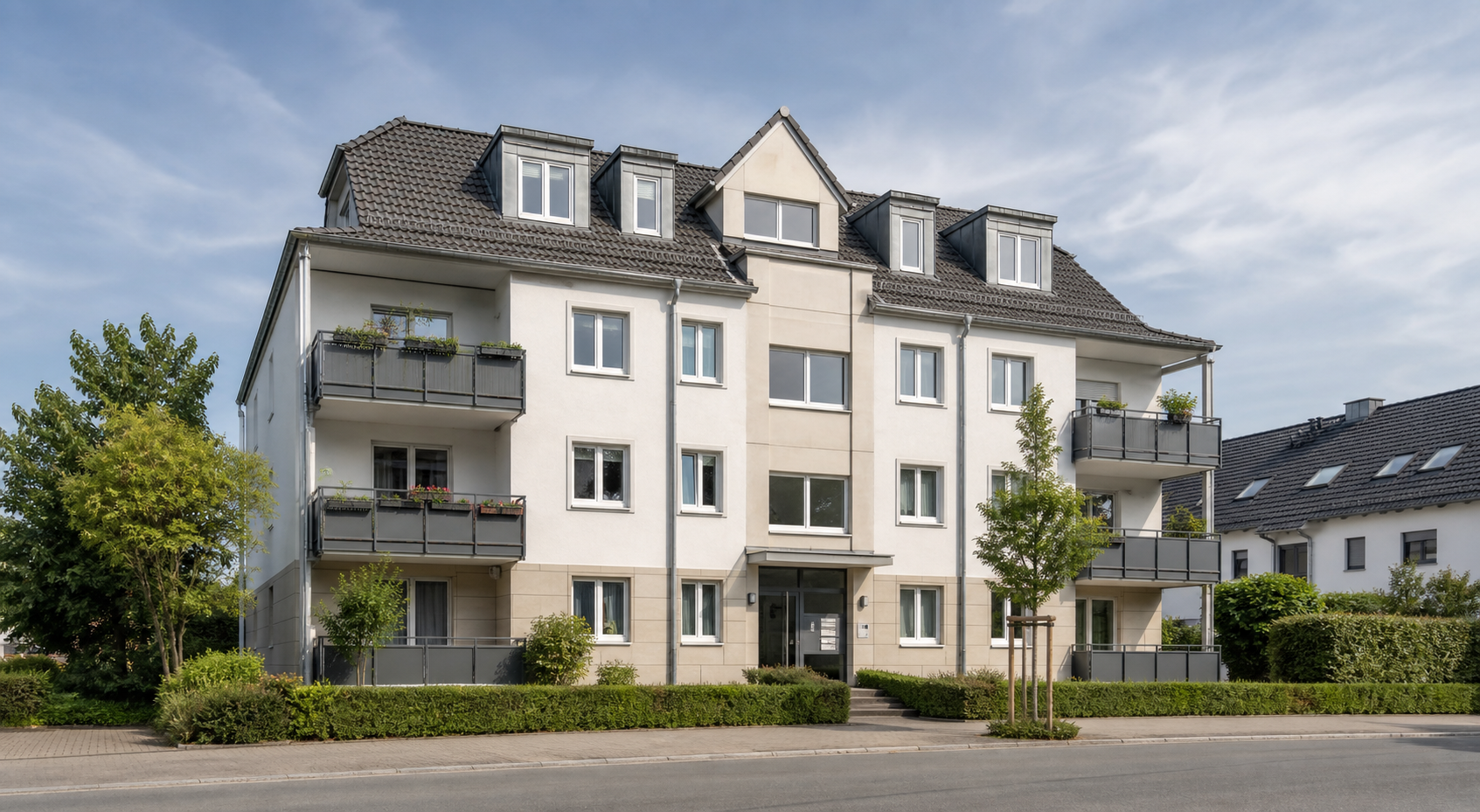 Mehrfamilienhaus in Deutschland als Beispiel für eine Immobilienanfrage.